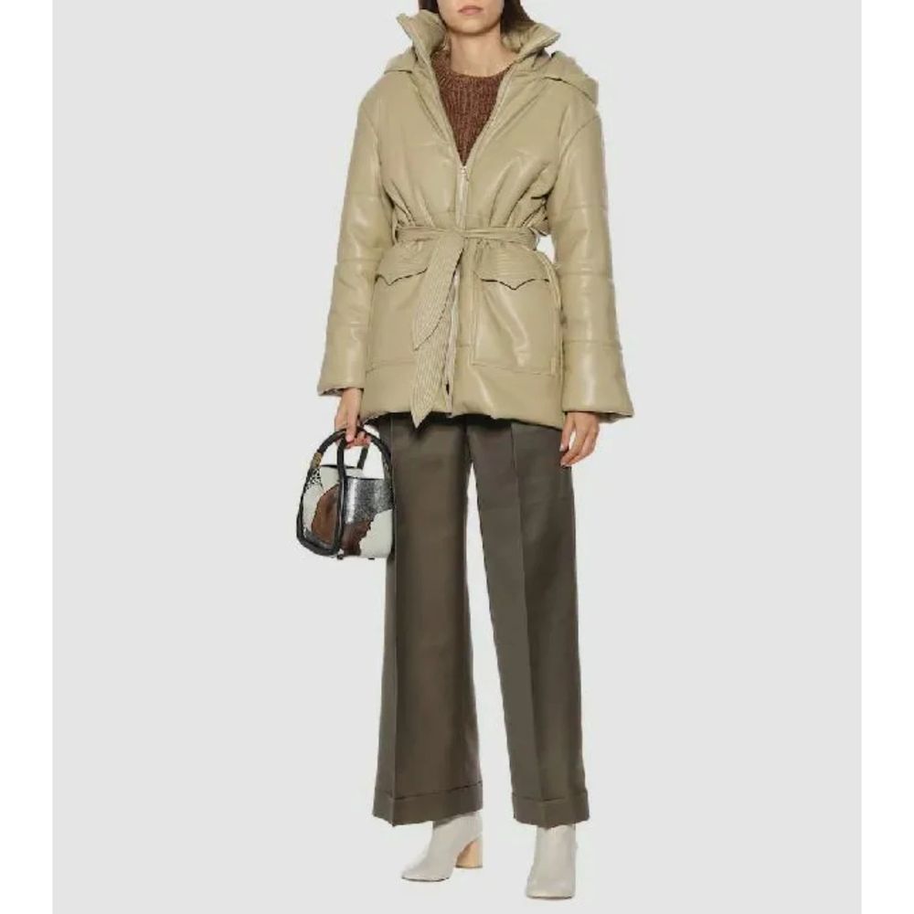 NANUSHKA Lenox Faux‎ Leather Puffer Belted Coat Sz Small
